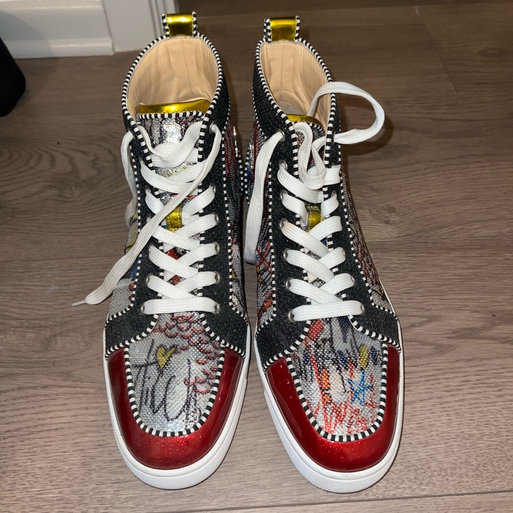 Mens Louboutins high top sneakers